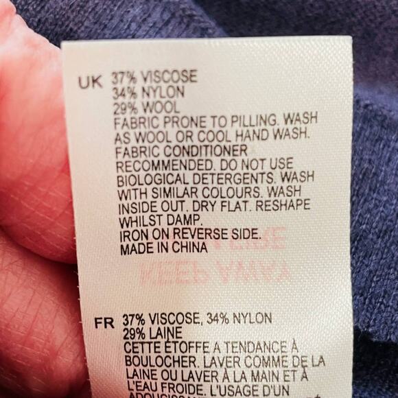 White Stuff Purple Wool Blend Button Sides Scoop Neck Long Sleeve UK Sweater 8 - Picture 9 of 11